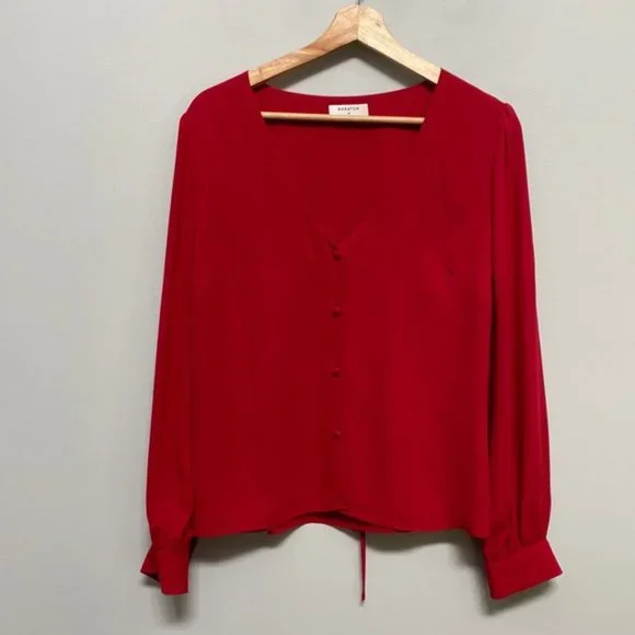 ❗️SOLD❗️Aritzia Babaton Red Long Sleeve Bennie Blouse Size M - Picture 4 of 9